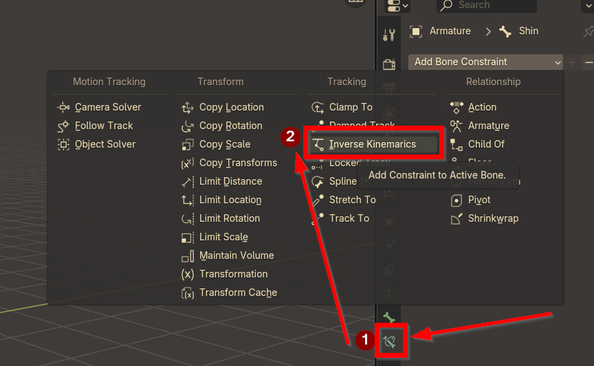 The IK constraint location